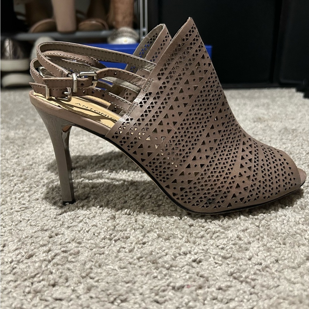 Antonio Melani Taupe Peep-toe Heels